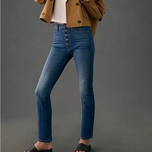 MOTHER Pixie Rider High Rise Blue Jeans with Slim Fit